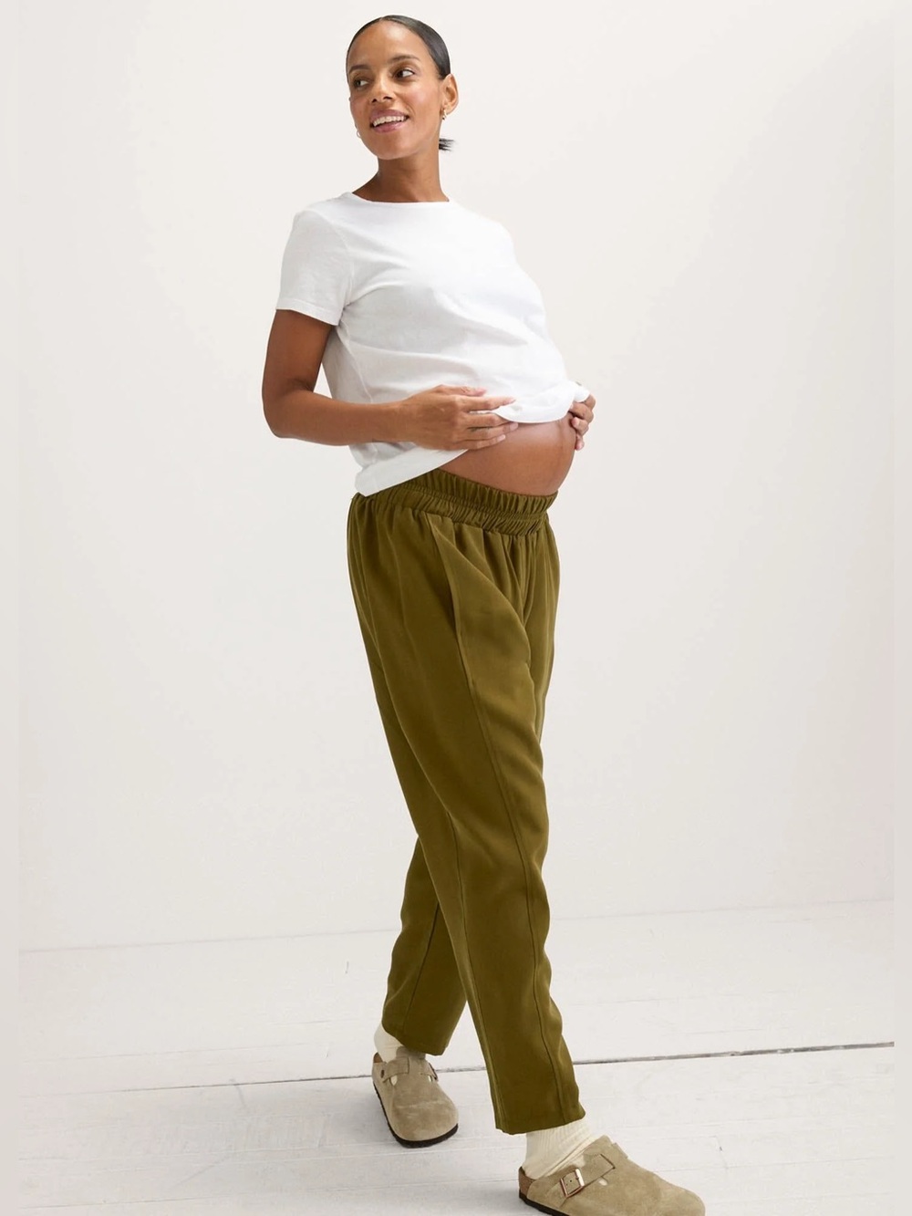 Hatch Olive Green Elastic Waist Maternity Pants - The Asher Pant in Size 3 (L)